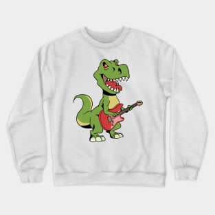 Cartoon TREX plays electric guitar Crewneck Sweatshirt